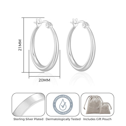 Silver Plated 20mm Hoop Earrings
