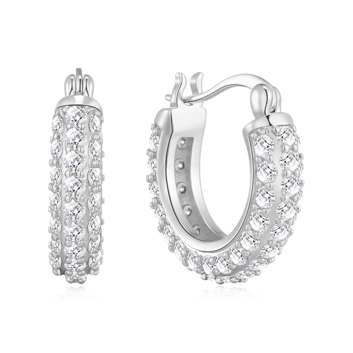 Silver Plated 20mm Pave Hoop Earrings Created with Zircondia® Crystals