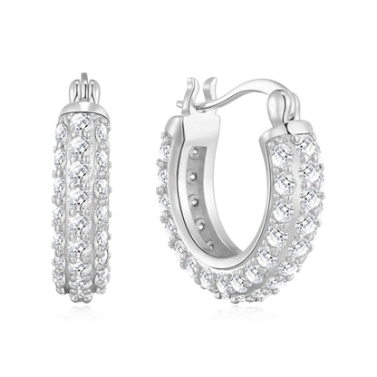 Silver Plated 20mm Pave Hoop Earrings Created with Zircondia® Crystals