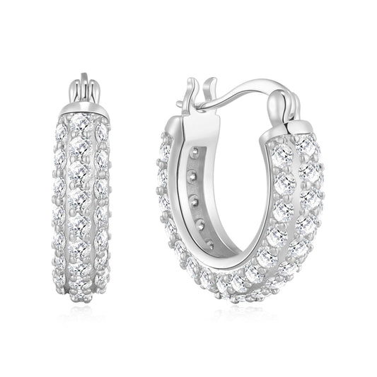 Silver Plated 20mm Pave Hoop Earrings Created with Zircondia® Crystals
