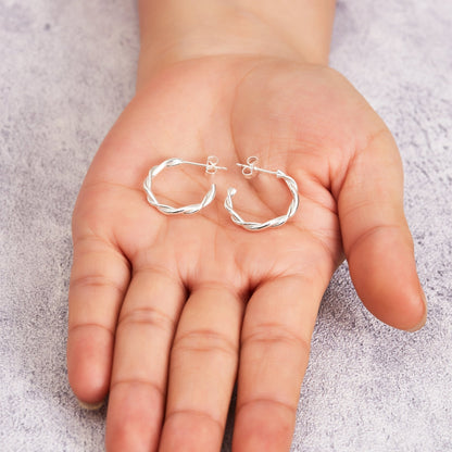 Silver Plated 20mm Twisted Hoop Earrings