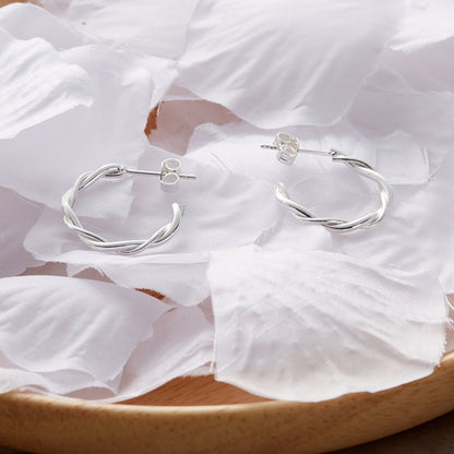 Silver Plated 20mm Twisted Hoop Earrings