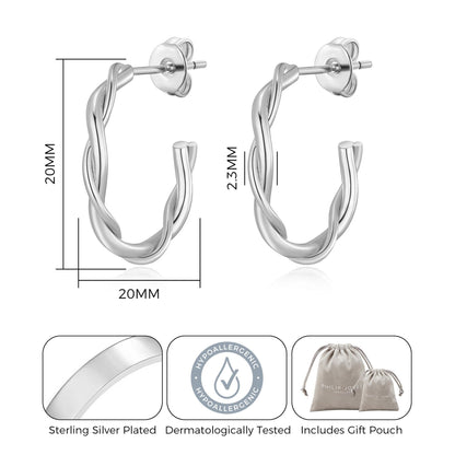 Silver Plated 20mm Twisted Hoop Earrings