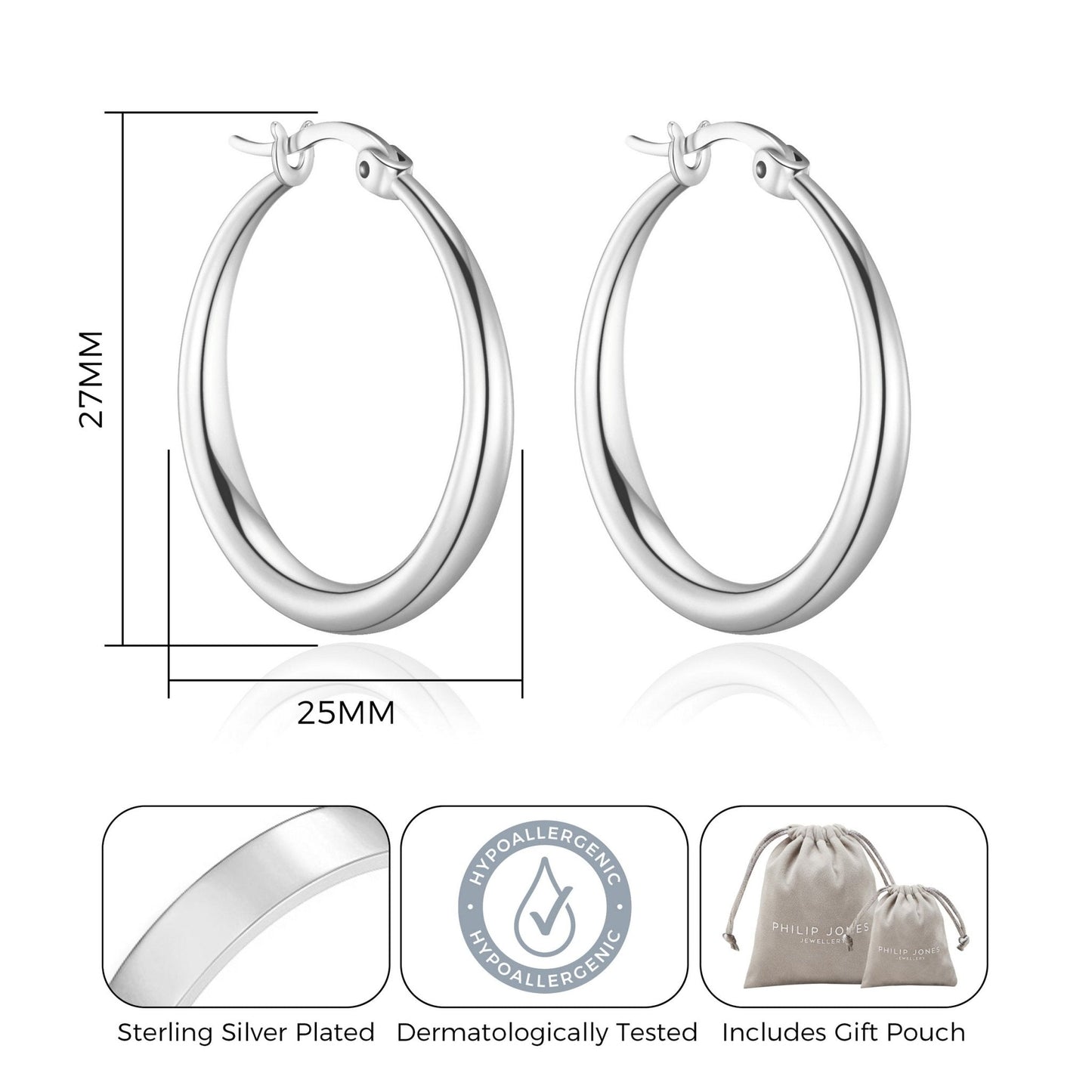 Silver Plated 25mm Hoop Earrings