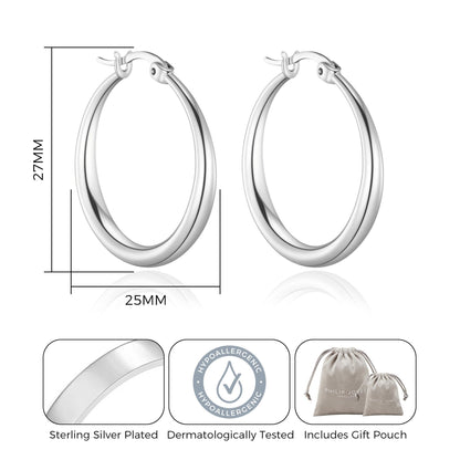 Silver Plated 25mm Hoop Earrings