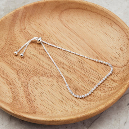 Silver Plated 2mm Adjustable Tennis Bracelet Created with Zircondia® Crystals