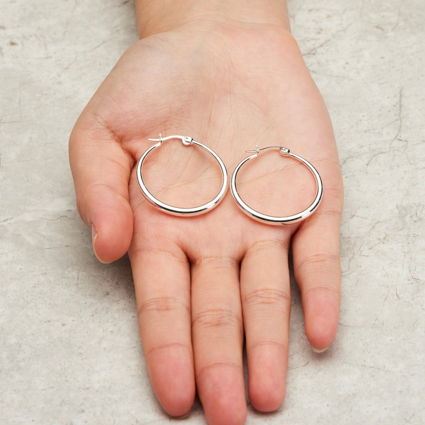 Silver Plated 30mm Hoop Earrings