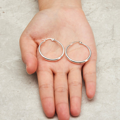 Silver Plated 30mm Hoop Earrings