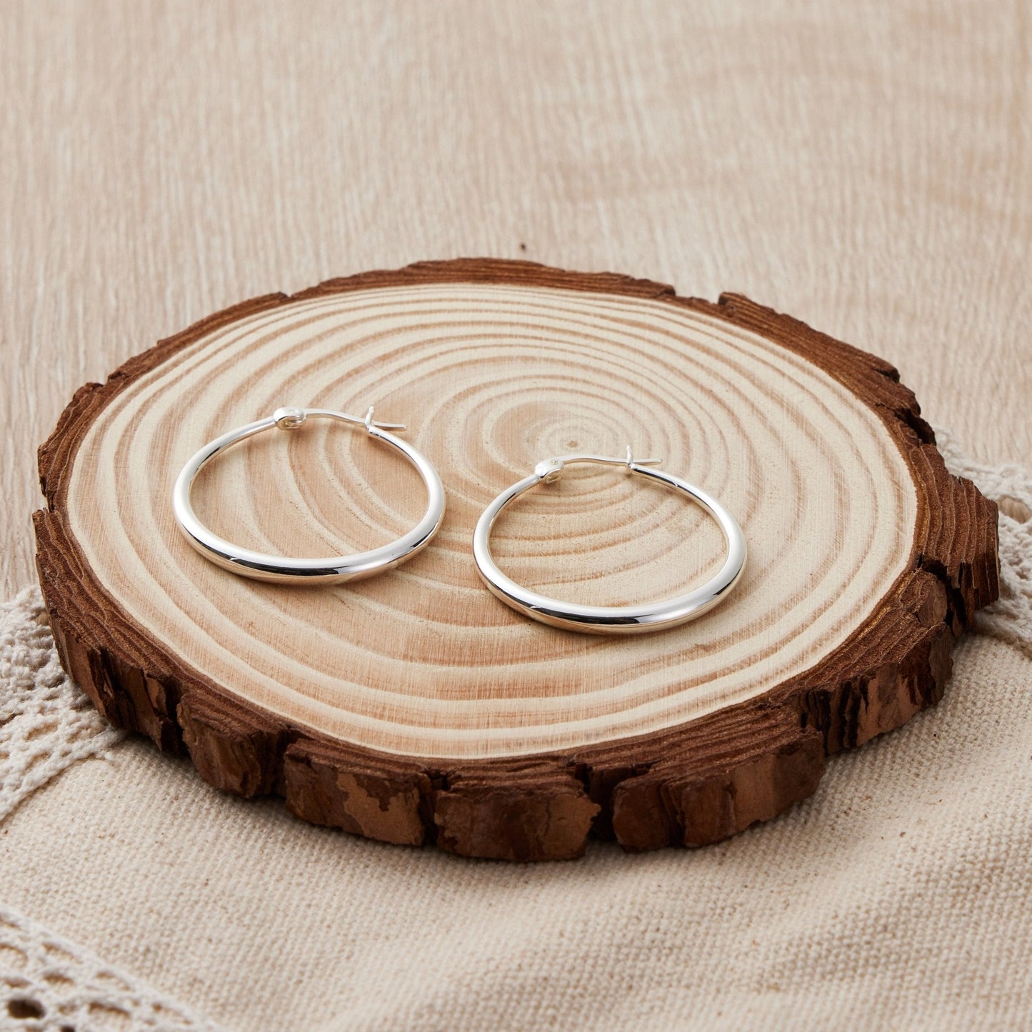 Silver Plated 30mm Hoop Earrings