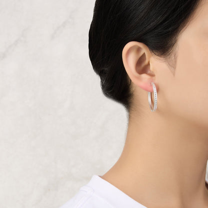 Silver Plated 30mm Hoop Earrings Created with Zircondia® Crystals