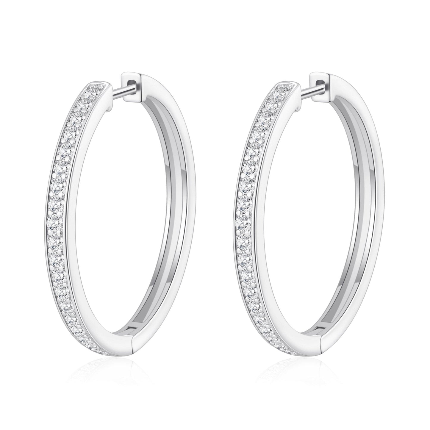 Silver Plated 30mm Hoop Earrings Created with Zircondia® Crystals