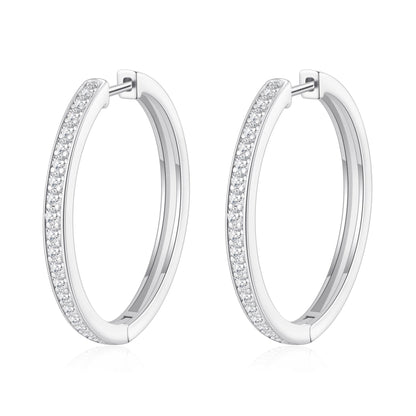 Silver Plated 30mm Hoop Earrings Created with Zircondia® Crystals