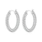 Silver Plated 30mm Pave Hoop Earrings Created with Zircondia® Crystals