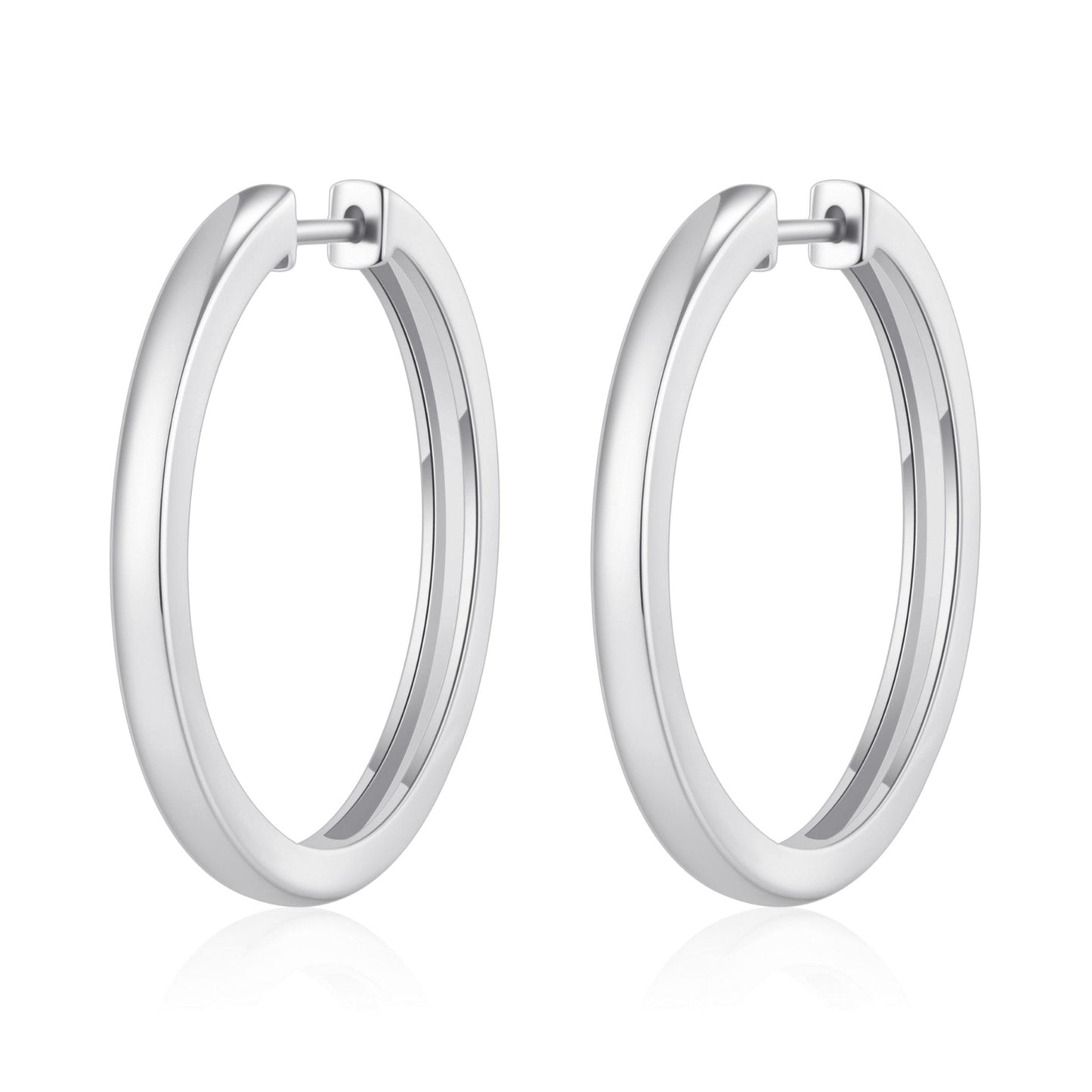 Silver Plated 30mm Plain Hoop Earrings