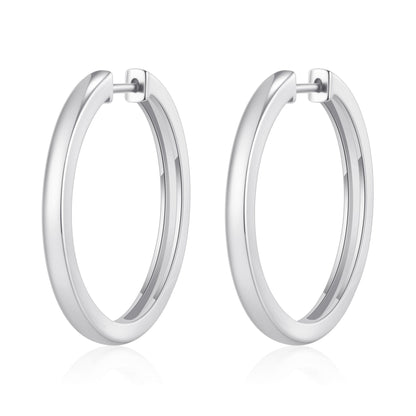 Silver Plated 30mm Plain Hoop Earrings