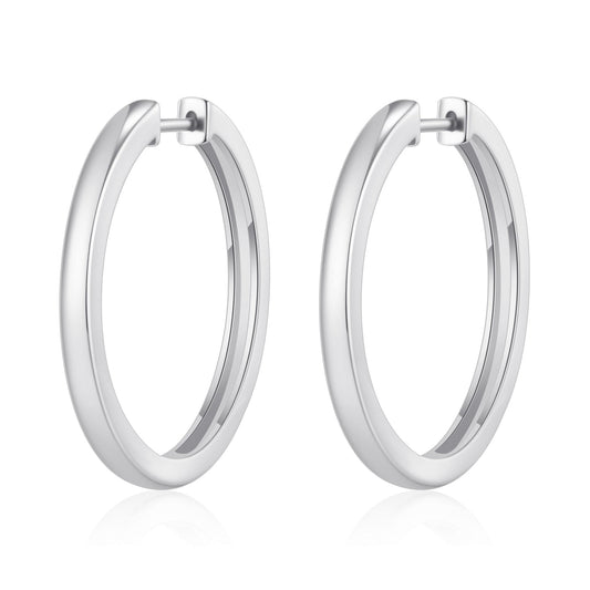 Silver Plated 30mm Plain Hoop Earrings