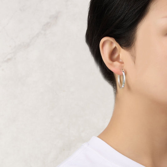 Silver Plated 30mm Plain Hoop Earrings