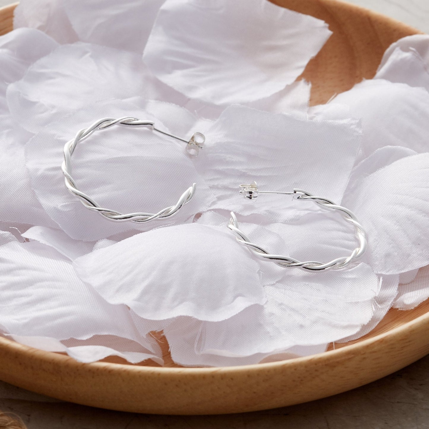 Silver Plated 30mm Twisted Hoop Earrings