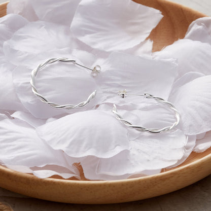 Silver Plated 30mm Twisted Hoop Earrings