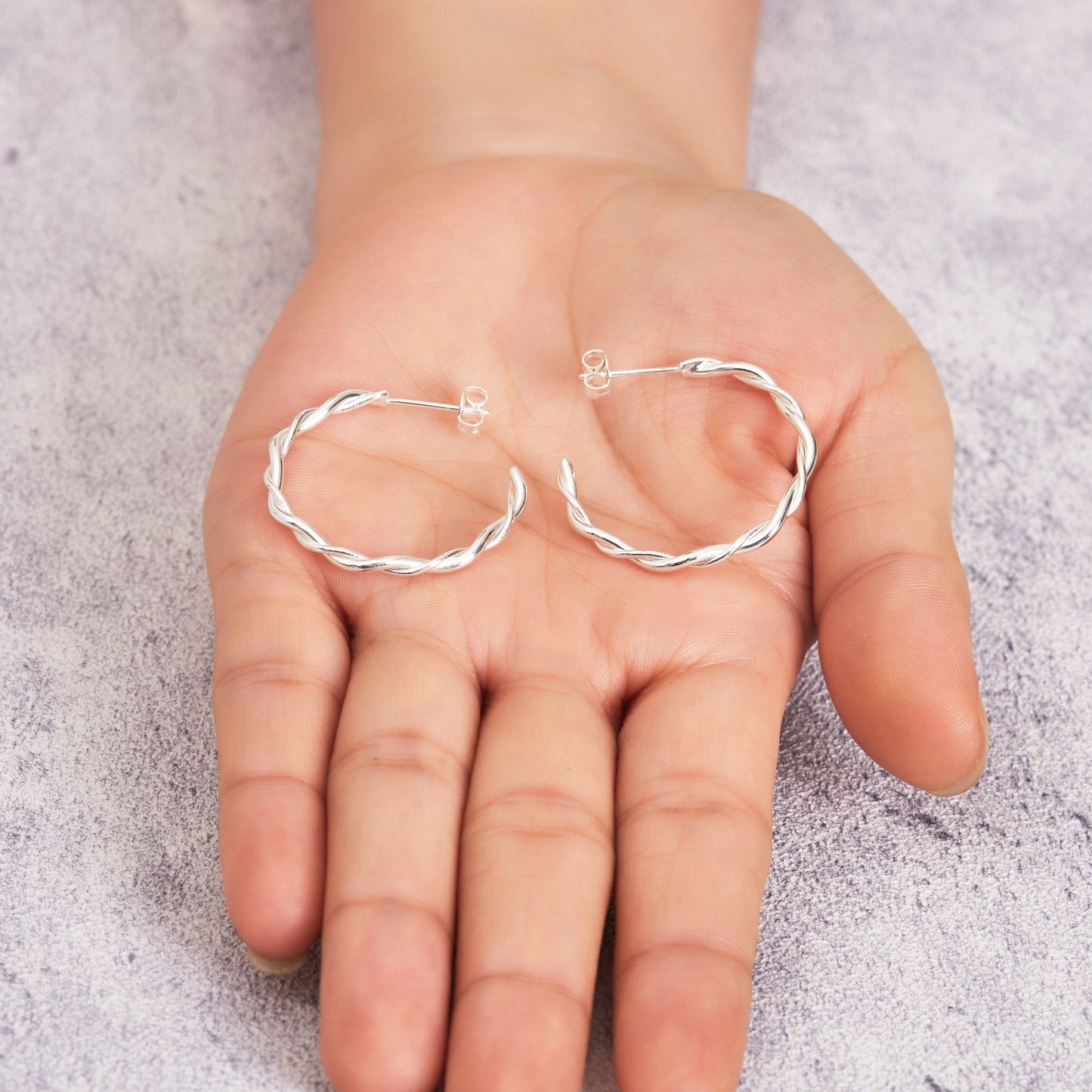 Silver Plated 30mm Twisted Hoop Earrings