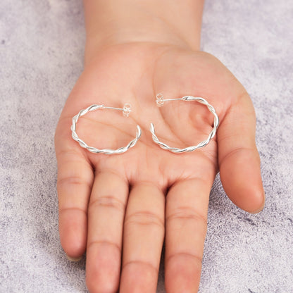 Silver Plated 30mm Twisted Hoop Earrings