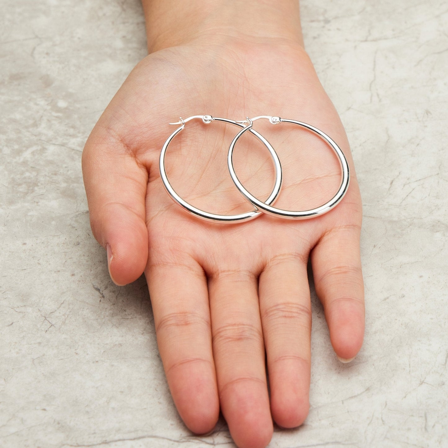 Silver Plated 40mm Hoop Earrings