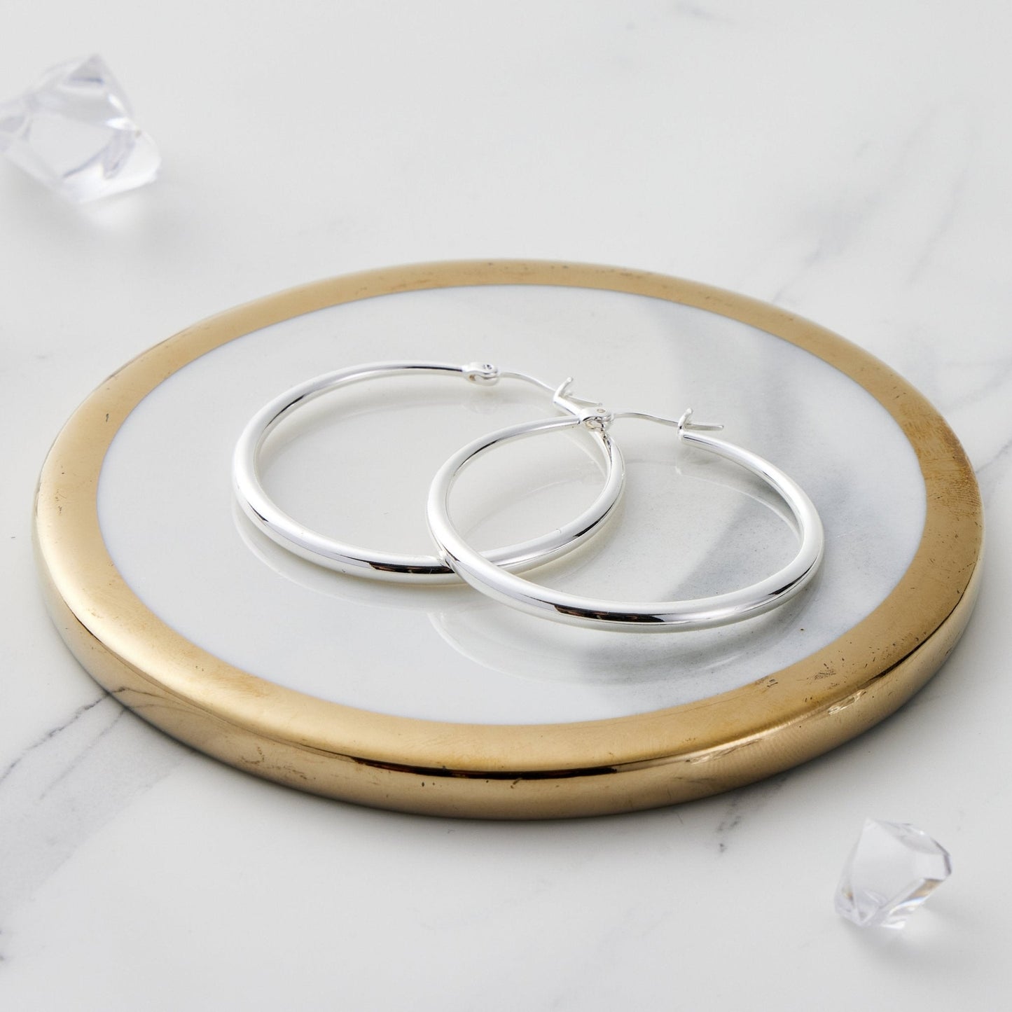 Silver Plated 40mm Hoop Earrings