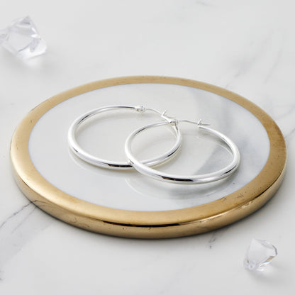 Silver Plated 40mm Hoop Earrings