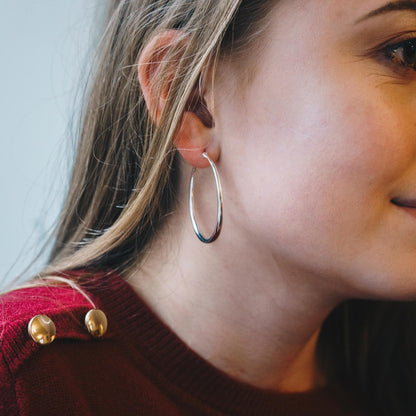 Silver Plated 40mm Hoop Earrings