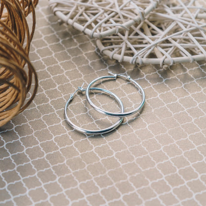 Silver Plated 40mm Hoop Earrings