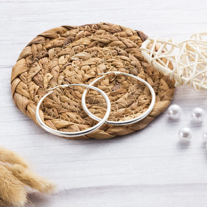 Silver Plated 50mm Hoop Earrings