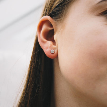 Silver Plated 6mm Magnetic Clip On Earrings Created with Zircondia® Crystals