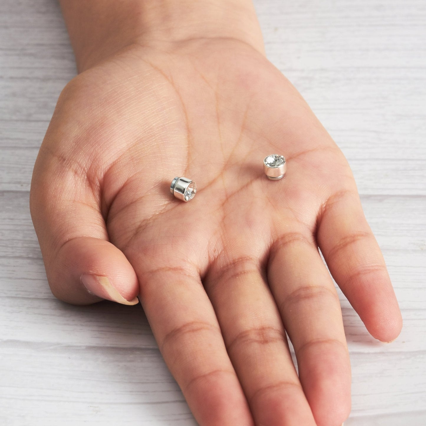 Silver Plated 6mm Magnetic Clip On Earrings Created with Zircondia® Crystals