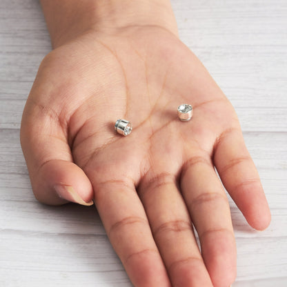 Silver Plated 6mm Magnetic Clip On Earrings Created with Zircondia® Crystals