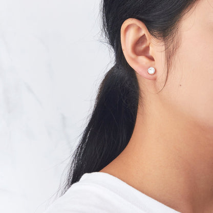 Silver Plated 6mm Magnetic Clip On Earrings Created with Zircondia® Crystals