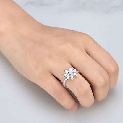 Silver Plated Adjustable Daisy Ring