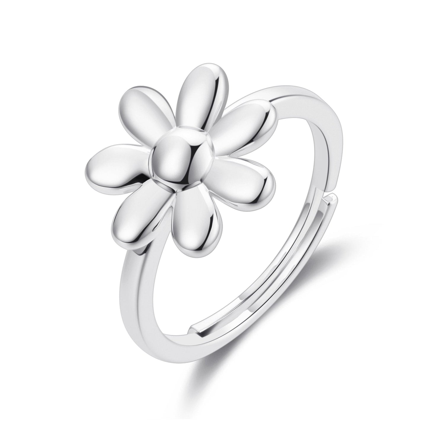 Silver Plated Adjustable Daisy Ring