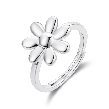 Silver Plated Adjustable Daisy Ring