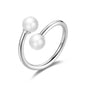 Silver Plated Adjustable Double Pearl Ring