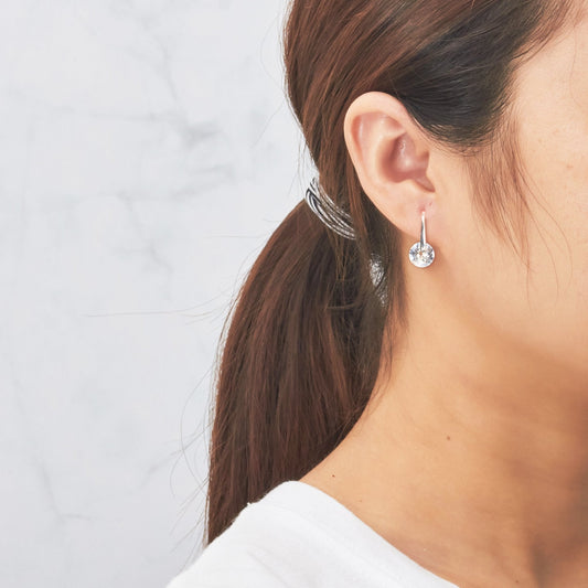 Silver Plated Atlas Earrings Created with Zircondia® Crystals