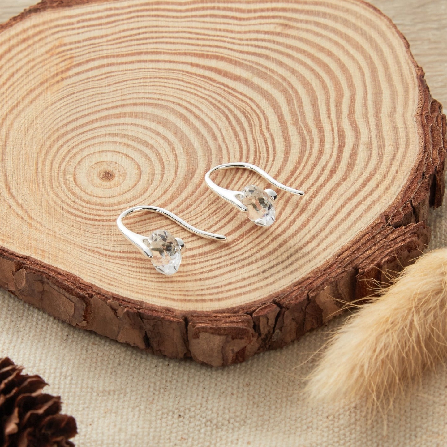 Silver Plated Atlas Earrings Created with Zircondia® Crystals