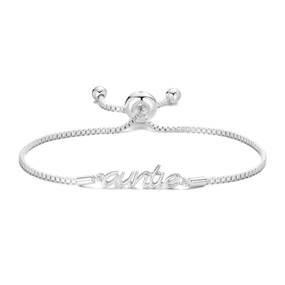 Silver Plated Auntie Bracelet Created with Zircondia® Crystals with Gift Box