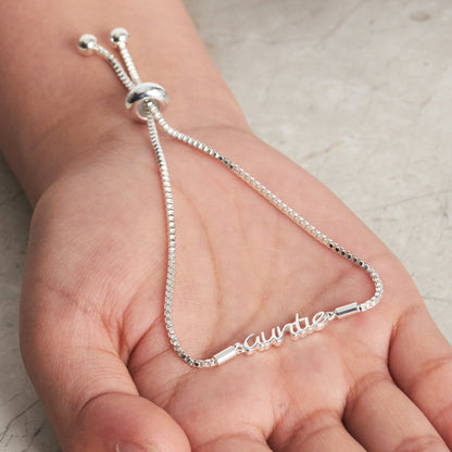 Silver Plated Auntie Bracelet Created with Zircondia® Crystals with Gift Box