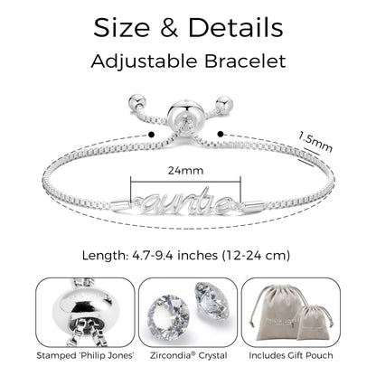 Silver Plated Auntie Bracelet Created with Zircondia® Crystals