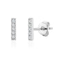 Silver Plated Bar Earrings Created with Zircondia® Crystals