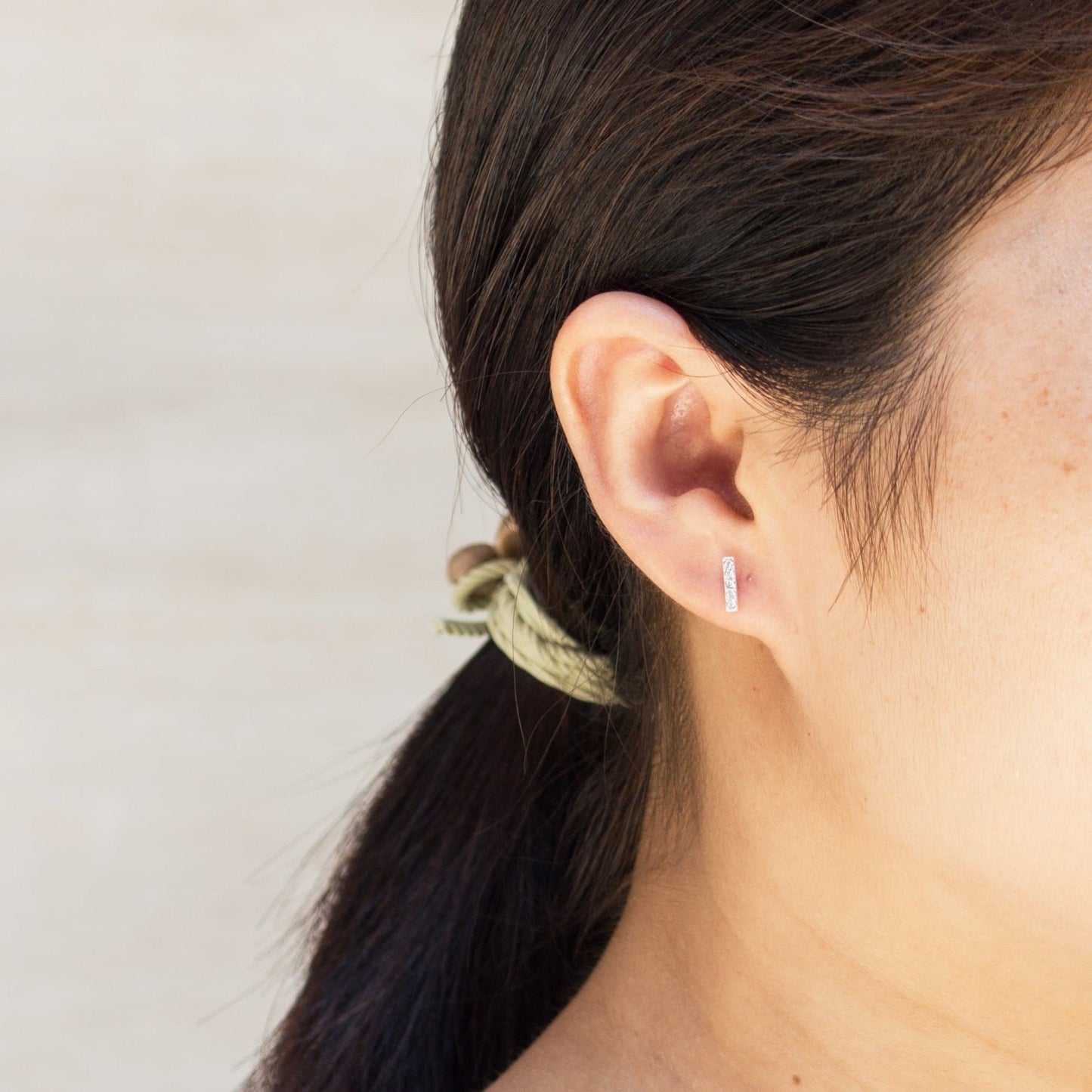 Silver Plated Bar Earrings Created with Zircondia® Crystals