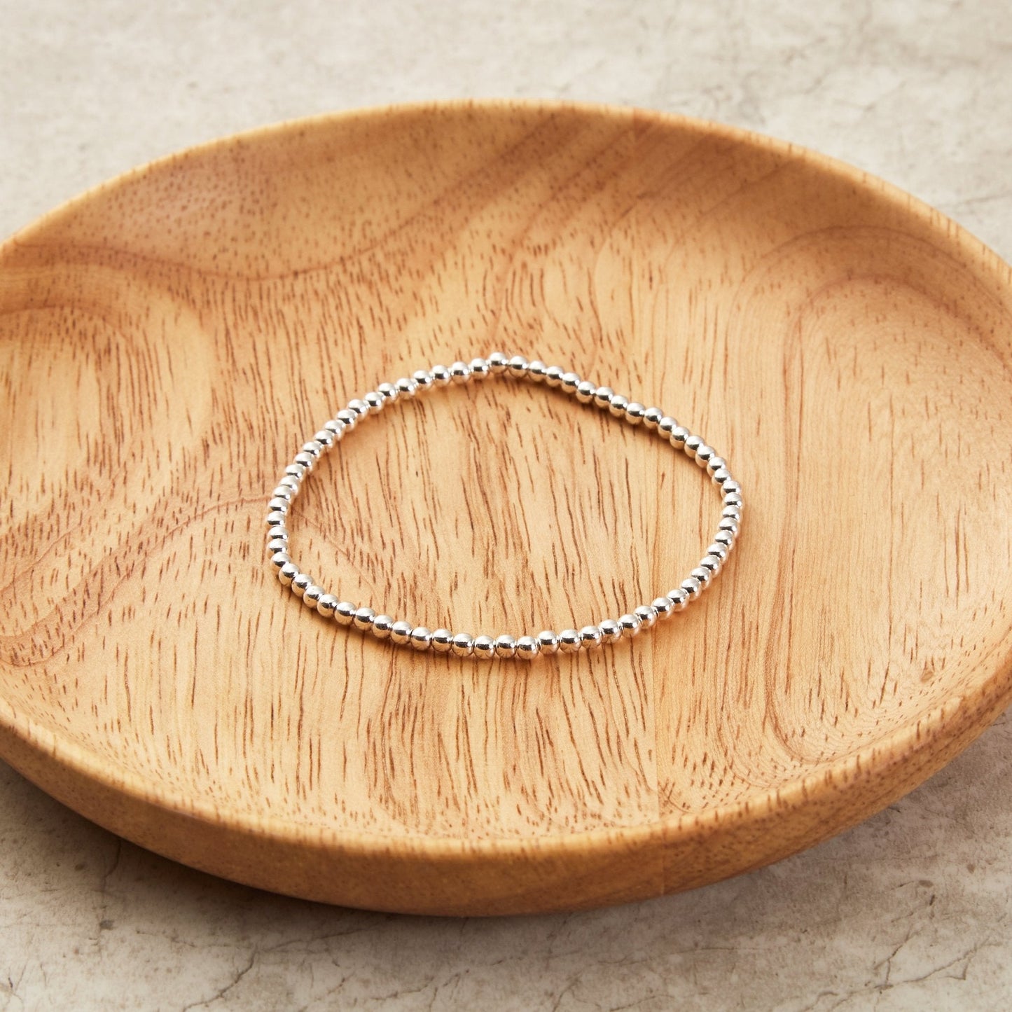 Silver Plated Small Beaded Stretch Bracelet