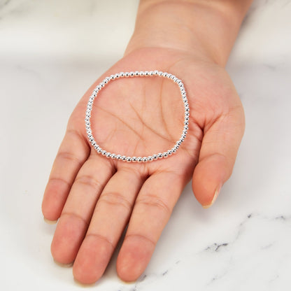 Silver Plated Small Beaded Stretch Bracelet