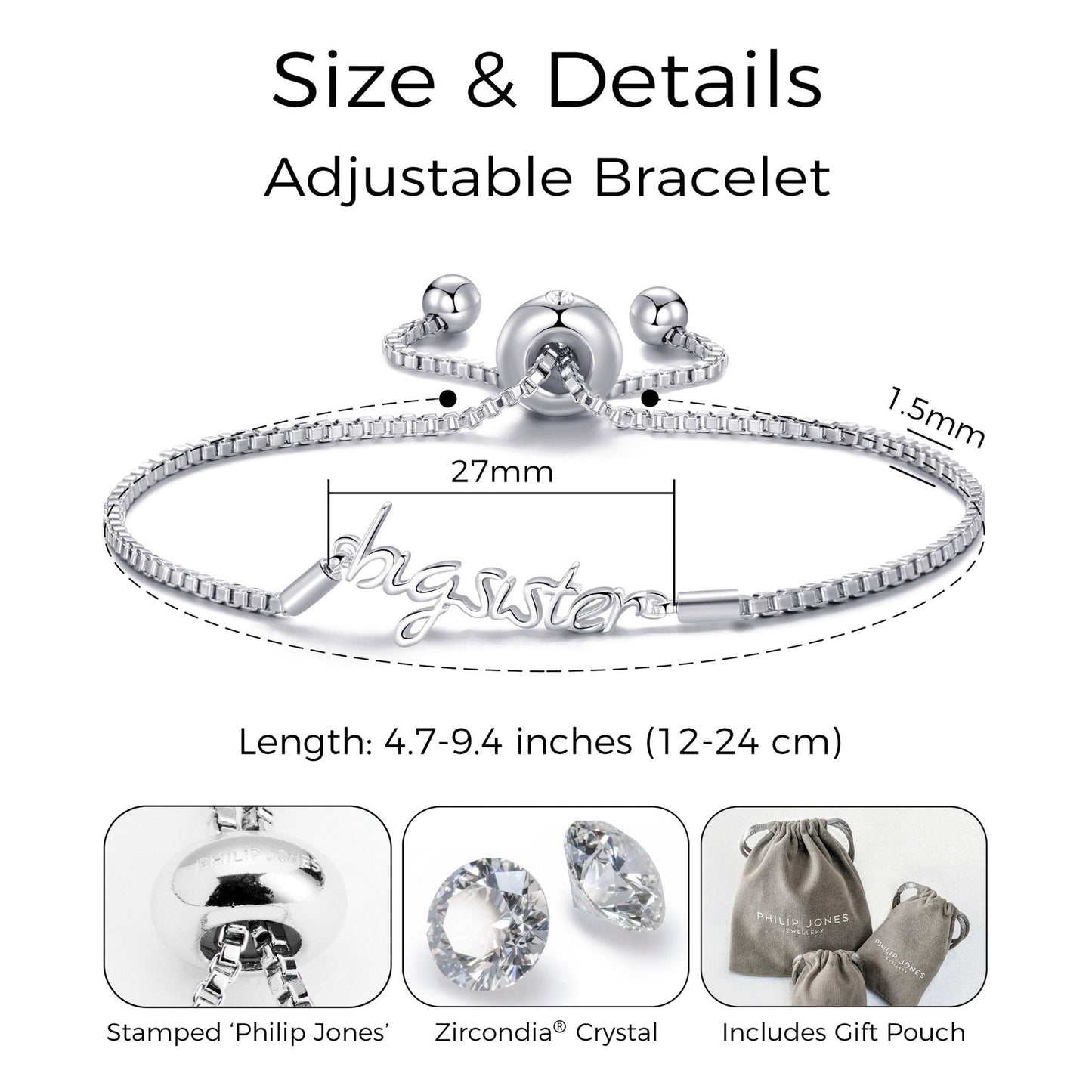 Silver Plated Big Sister Bracelet Created with Zircondia® Crystals