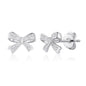 Silver Plated Bow Earrings Created with Zircondia® Crystals